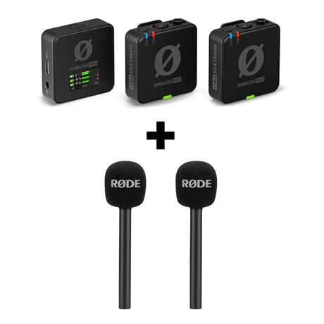 RODE Wireless PRO Clip-On Lavalier Microphone System with 2x Interview GO Adaptors 2.4 GHz