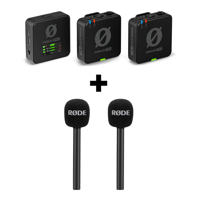 RODE Wireless PRO Clip-On Lavalier Microphone System with 2x Interview GO Adaptors 2.4 GHz