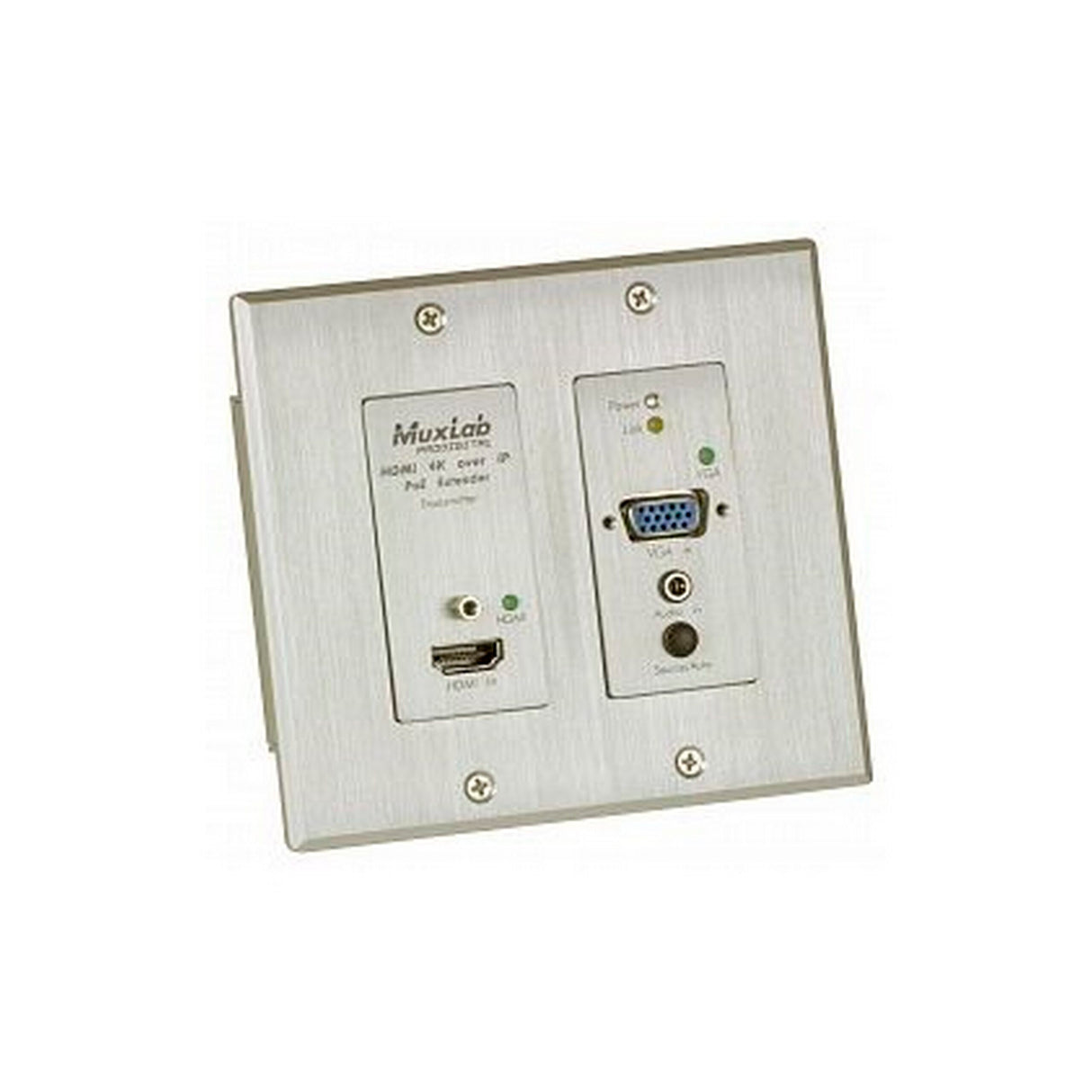 MuxLab 500773-TX HDMI/VGA Over IP 4K PoE Wall Plate Transmitter