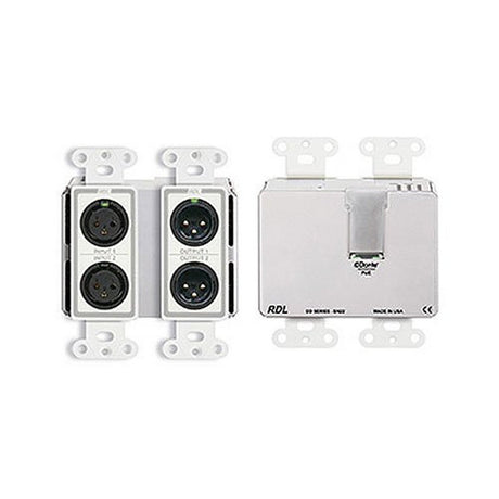 RDL DD-BN22 Wall-Mounted Bi-Directional Mic/Line Dante Interface 2 x 2 White