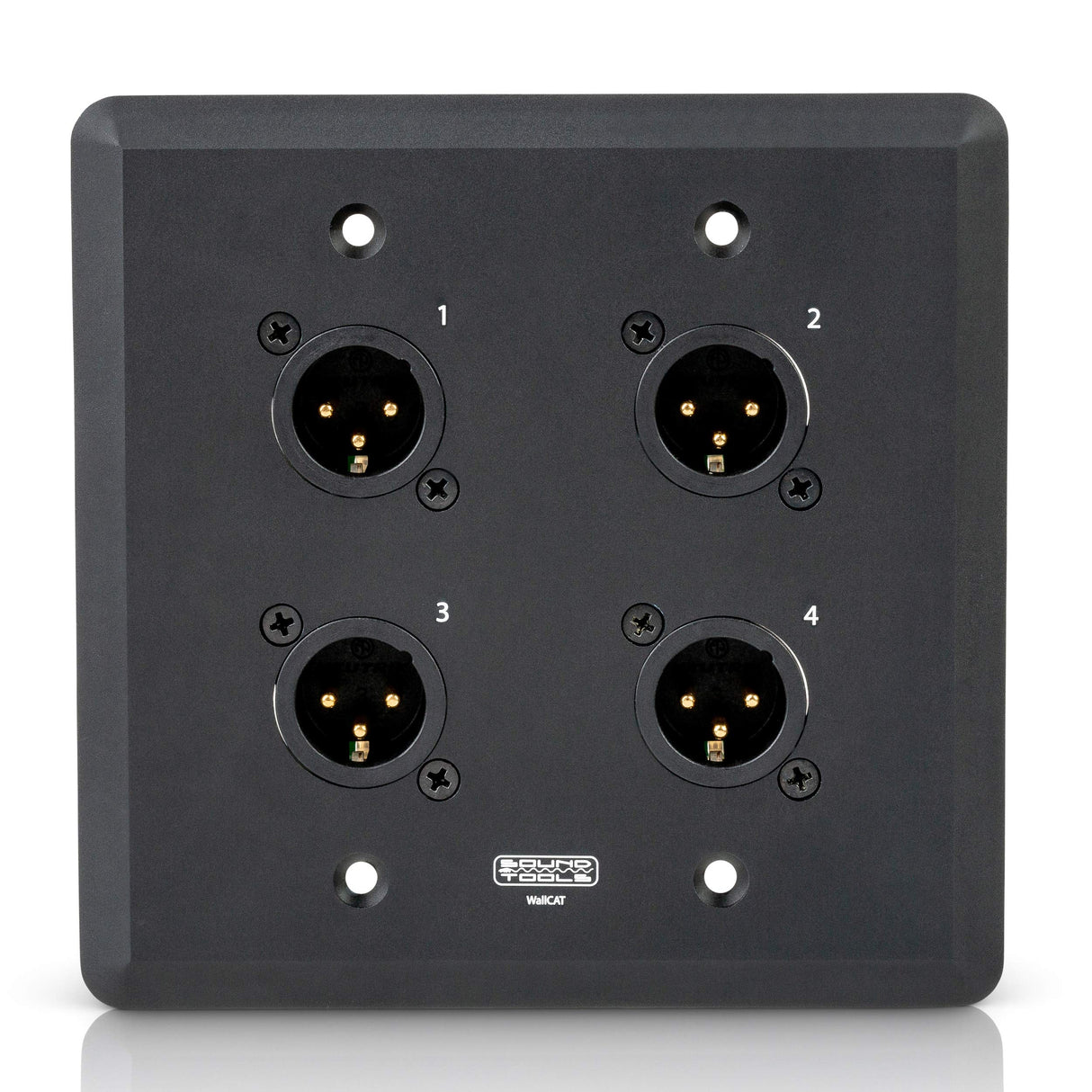 SoundTools WallCAT 2 Gang Wall Panel with 4 Male XLR to RJ45 Black