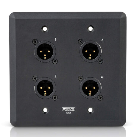 SoundTools WallCAT 2 Gang Wall Panel with 4 Male XLR to RJ45 Black