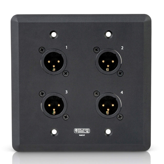 SoundTools WallCAT 2 Gang Wall Panel with 4 Male XLR to RJ45 Black