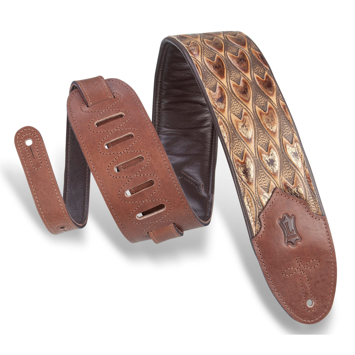 Levy’s Sundance Line Arrowhead Bronze Guitar Strap Brown Gold - accessories