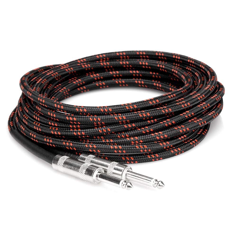 Hosa 3GT-18C5 Straight to Same Cloth Guitar Cable 18 Foot Black/Red - accessories