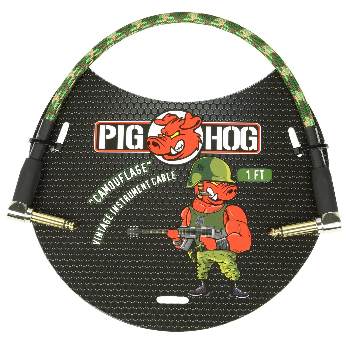 Pig Hog PCH1CFR ’Camouflage’ 1ft Right Angled Patch Cables