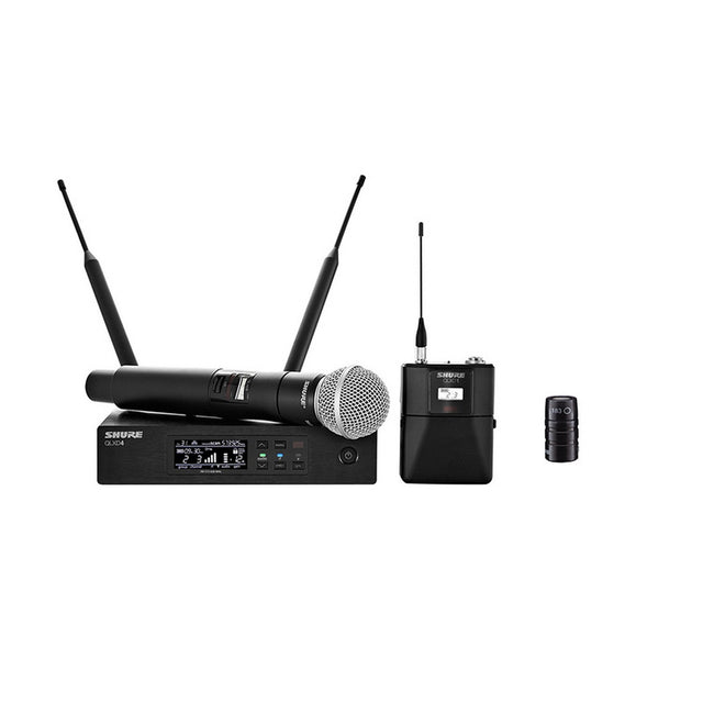 Shure QLXD124/83-G50 Wireless Bodypack and Handheld Vocal Combo System with WL183 - G50: 470 - 534 MHz