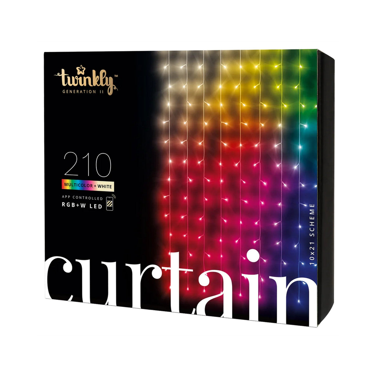 Twinkly Curtain 210L 5mm Matt Clear Flat RGBW Lens Light Transparent Wire