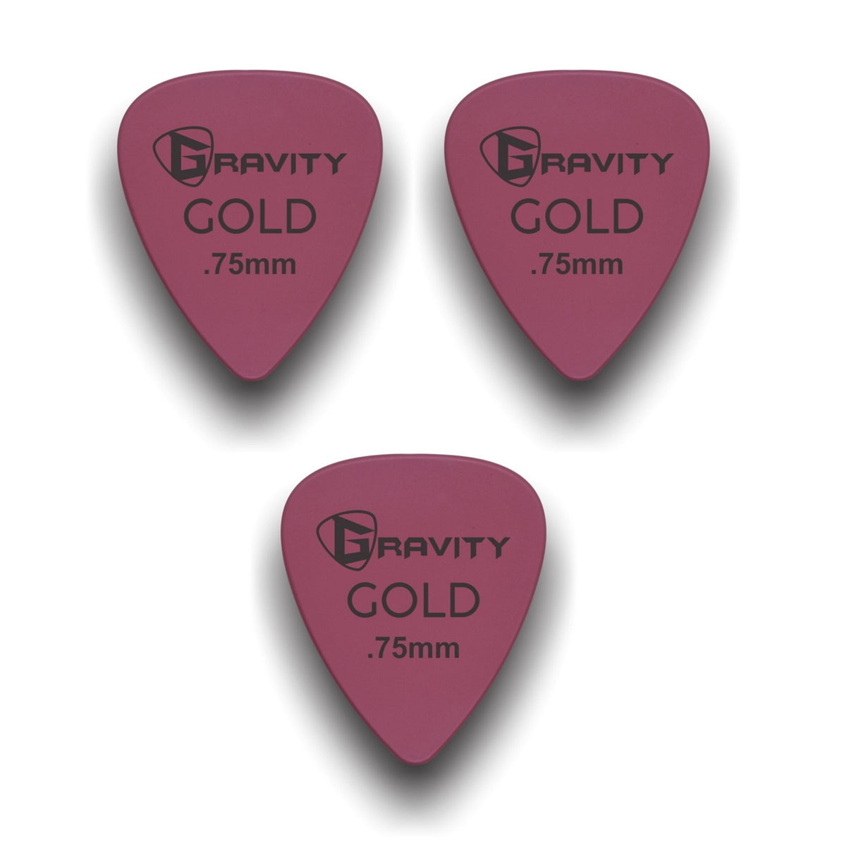Gravity Picks GP75PK-3pk Colored Gold Series Picks Traditional 351 0.75mm Pink 3-Pack - accessories