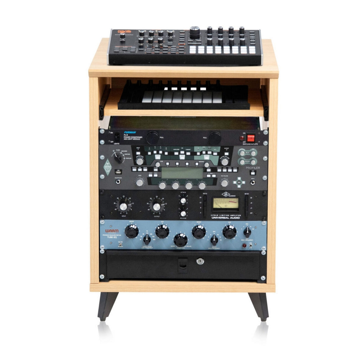 Gator GFW-ELITEDESKRK-MPL Elite Series Furniture Desk 10U Rack Natural Maple Matte Finish