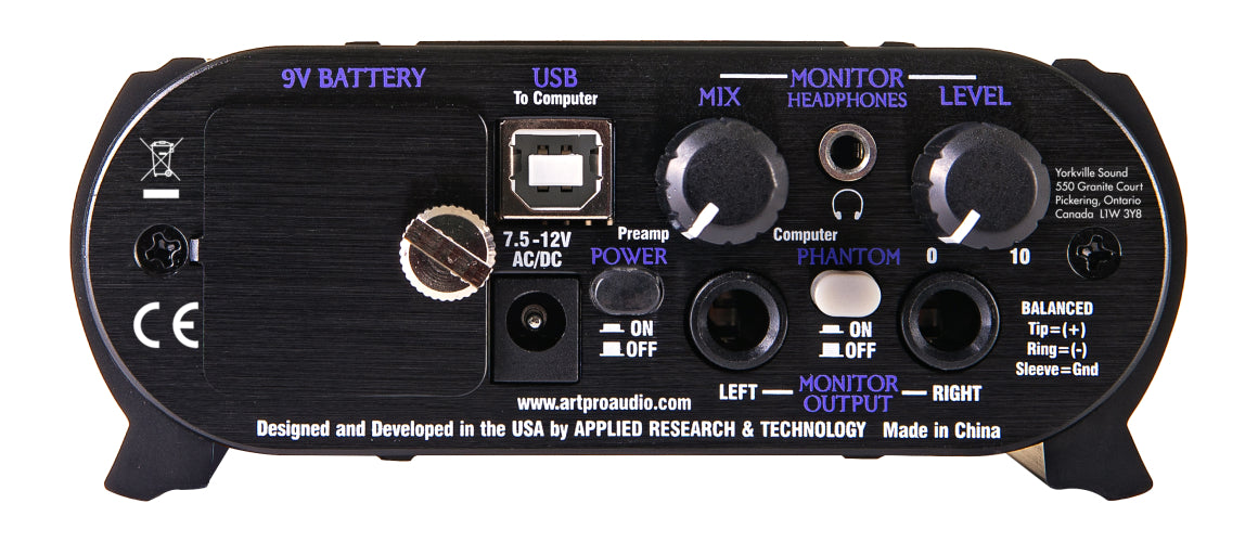 ART USB Dual Pre 2-channel USB preamplifier and computer interface with balanced XLR TRS inputs and phantom power