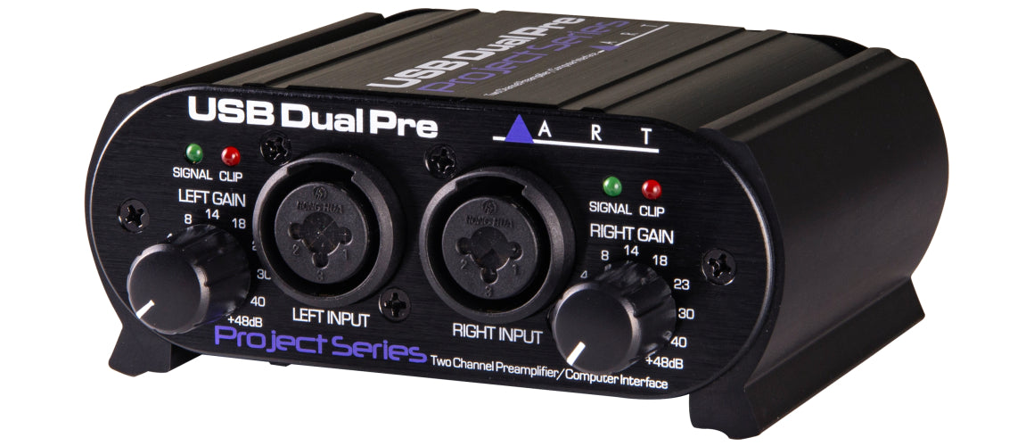 ART USB Dual Pre 2-channel USB preamplifier and computer interface with balanced XLR TRS inputs and phantom power