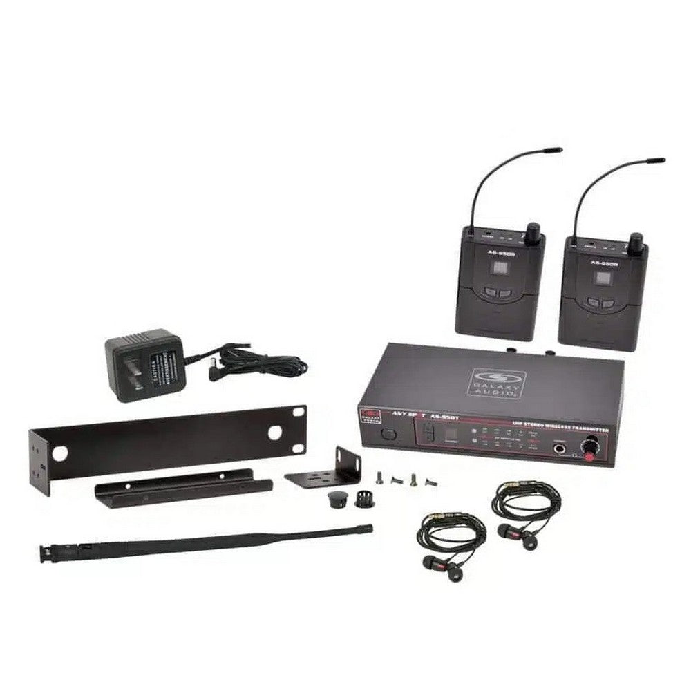 Galaxy Audio AS-950-2 16-Channel Stereo Wireless Personal In-Ear Monitor Twin System, P2 470-494 MHz
