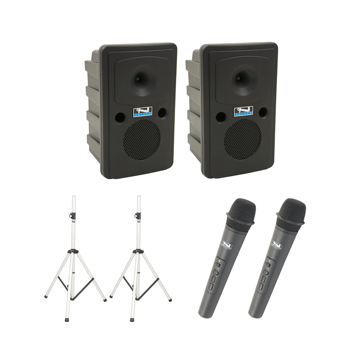 Anchor Audio Go Getter AIRFLEX XR2 PA System with 2 Wireless Handheld Microphones and 2 Stands