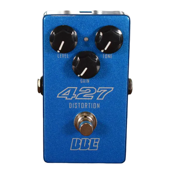 BBE 427 FD-427P All-Analog Distortion Guitar Pedal with LED-based gain circuit sweepable EQ tone control and true hardwire bypass