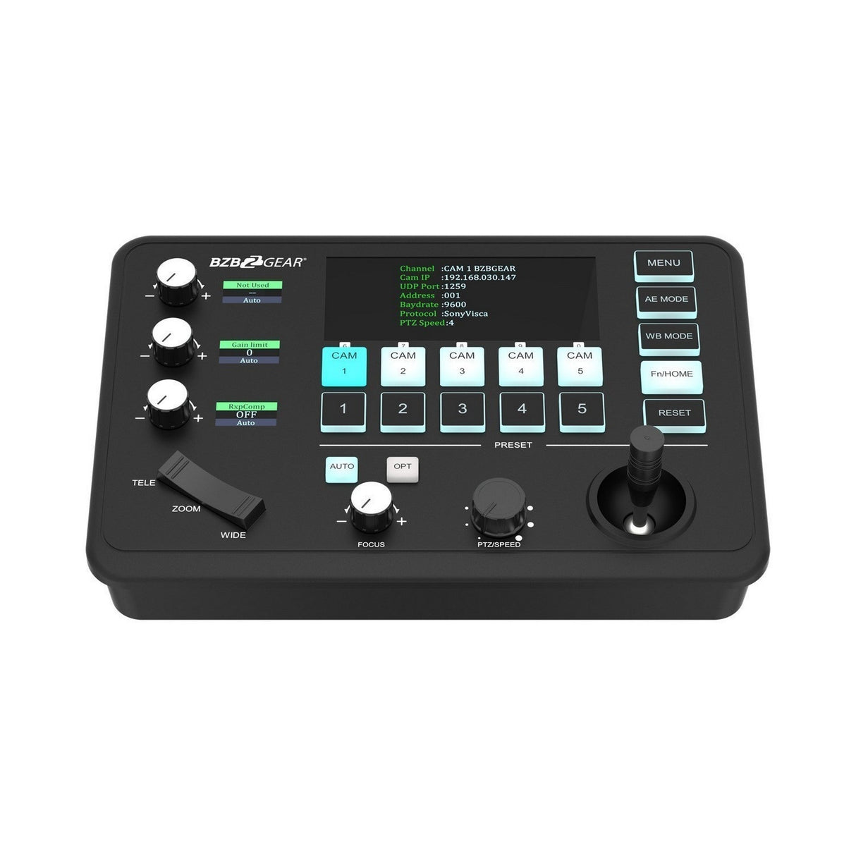 BZBGEAR BG-Commander-JR Universal Compact Serial and IP PTZ Camera Joystick Controller IP/RS232/422