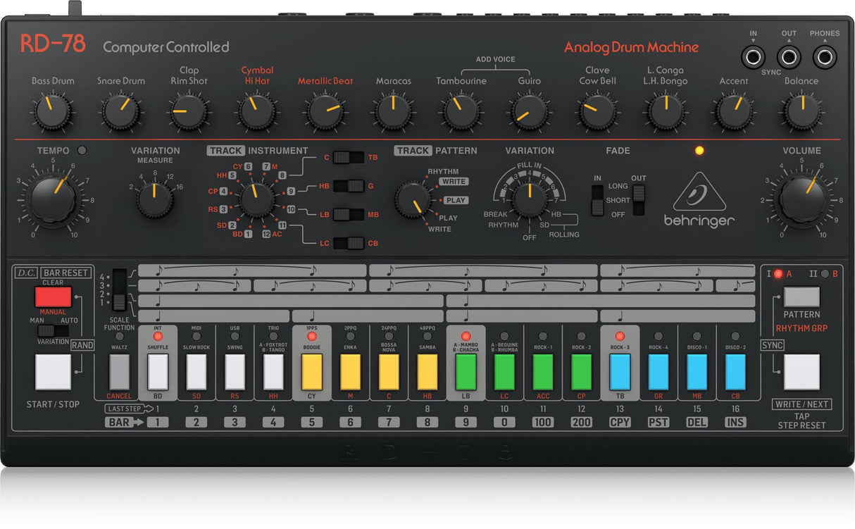 Behringer RD-78 Classic Analog Drum Machine with 16-Step Sequencer