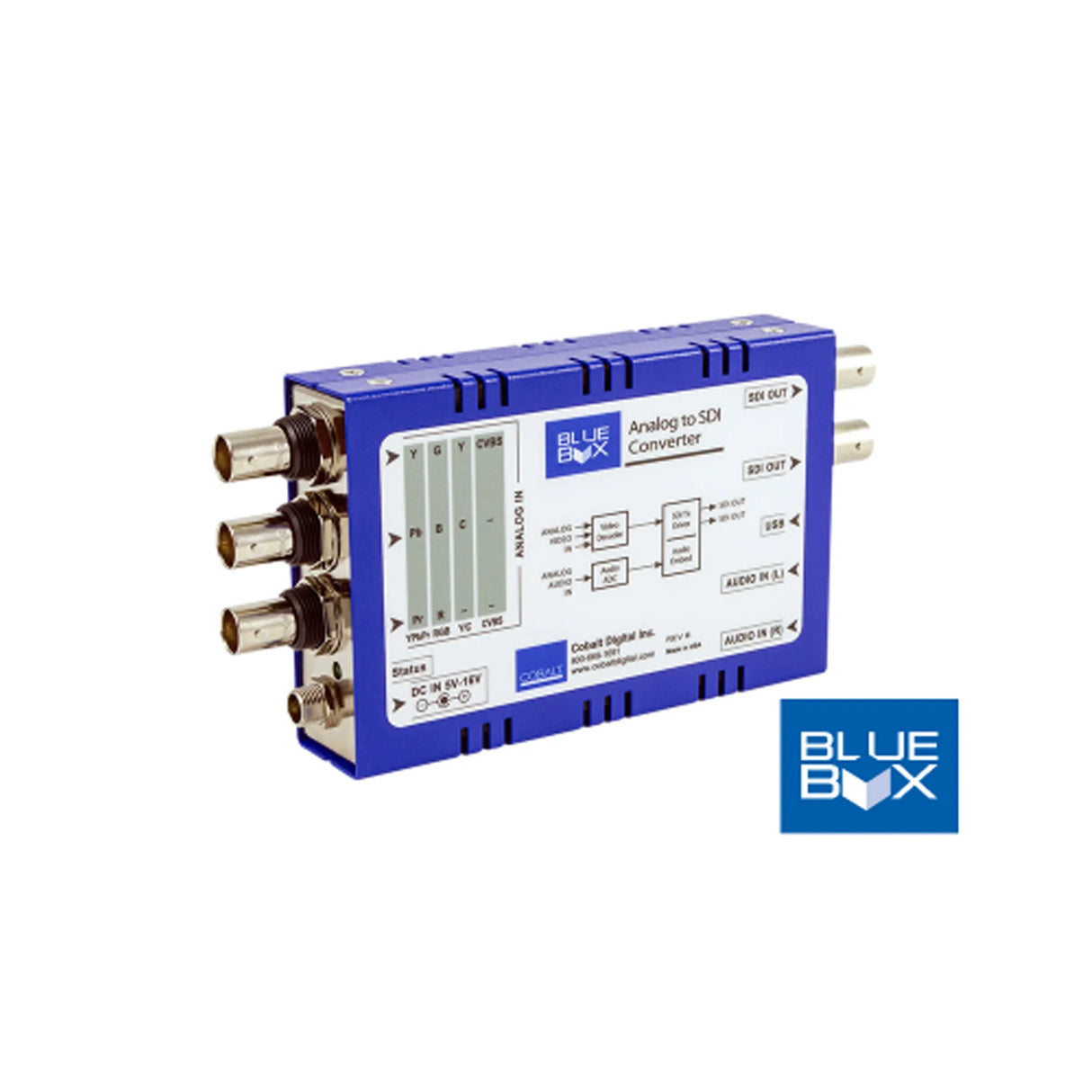 Cobalt BBG-A-TO-S Blue Box D/SD Analog Component/Composite to HD/SD-SDI with Audio Embedder
