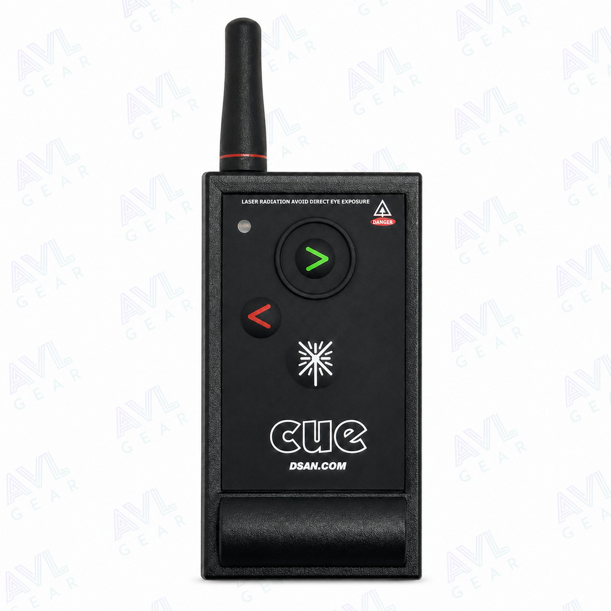 Black electronic device with 'CUE' branding on a white background