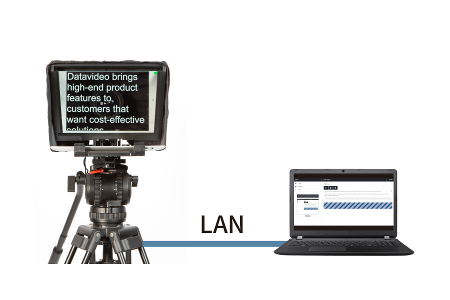 Datavideo TP-300 tablet teleprompter for video production setup