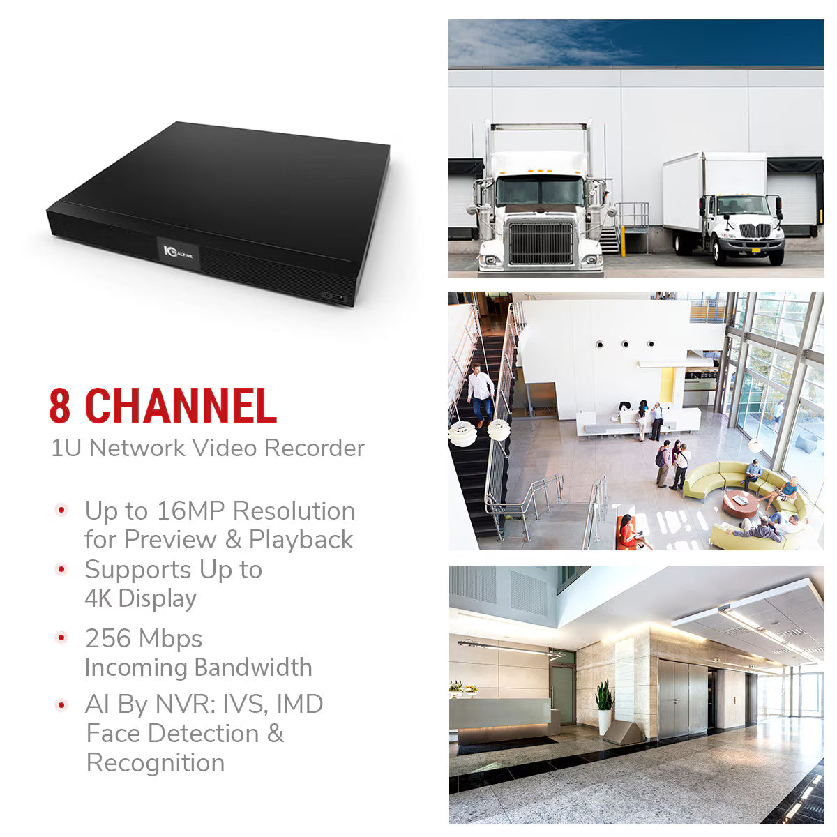 IC Realtime NVR-FX08POE 8 channel 16MP network video recorder with PoE ports