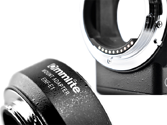 Commlite CM-ENF-E1-PRO electronic lens adapter, Nikon F-mount lens to Sony E-mount camera, with autofocus, electronic aperture control, EXIF data transmission, 0.71x focal reducer, and VR stabilization support