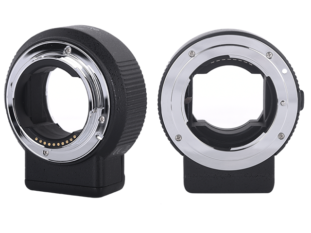 Commlite CM-ENF-E1-PRO electronic lens adapter, Nikon F-mount lens to Sony E-mount camera, with autofocus, electronic aperture control, EXIF data transmission, 0.71x focal reducer, and VR stabilization support
