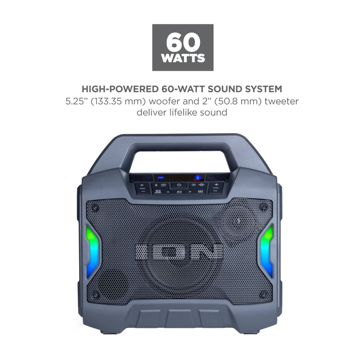 ION Audio Game Day Primetime Light-Up Speaker portable party speaker with lighting effects for events with Bluetooth 5.0