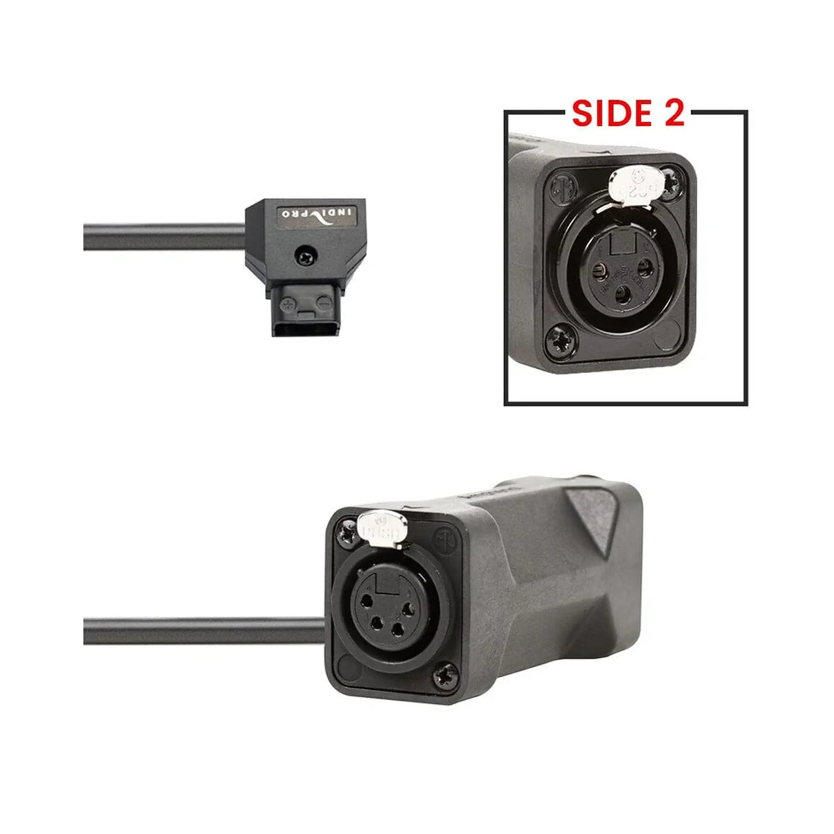 IndiPRO 24-Inch D-Tap to Female XLR Connectors - D-Tap to 1x 4-Pin Female XLR & 1x 3-Pin Female XLR