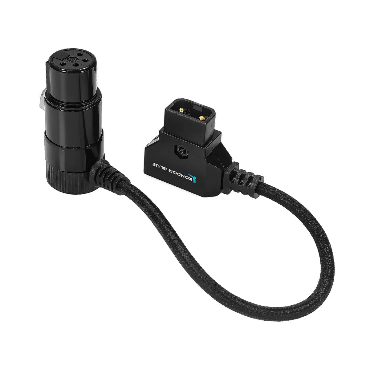 Kondor Blue 6-Inch D-Tap to 4-Pin XLR Female Right Angle Adapter Power Cable