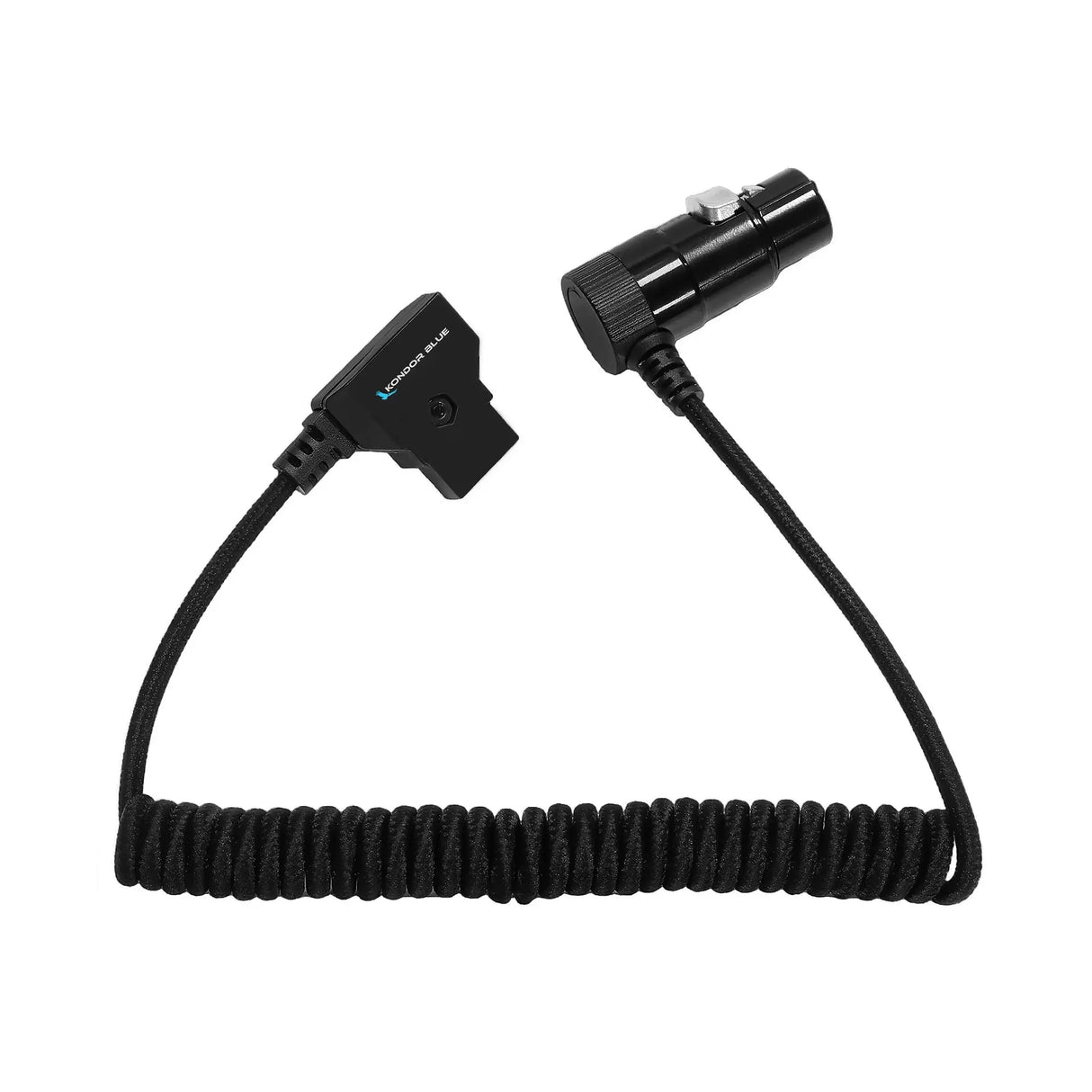 Kondor Blue Dtap4XLR D-Tap to 4-Pin XLR Female Right Angle Adapter Power Coiled Cable