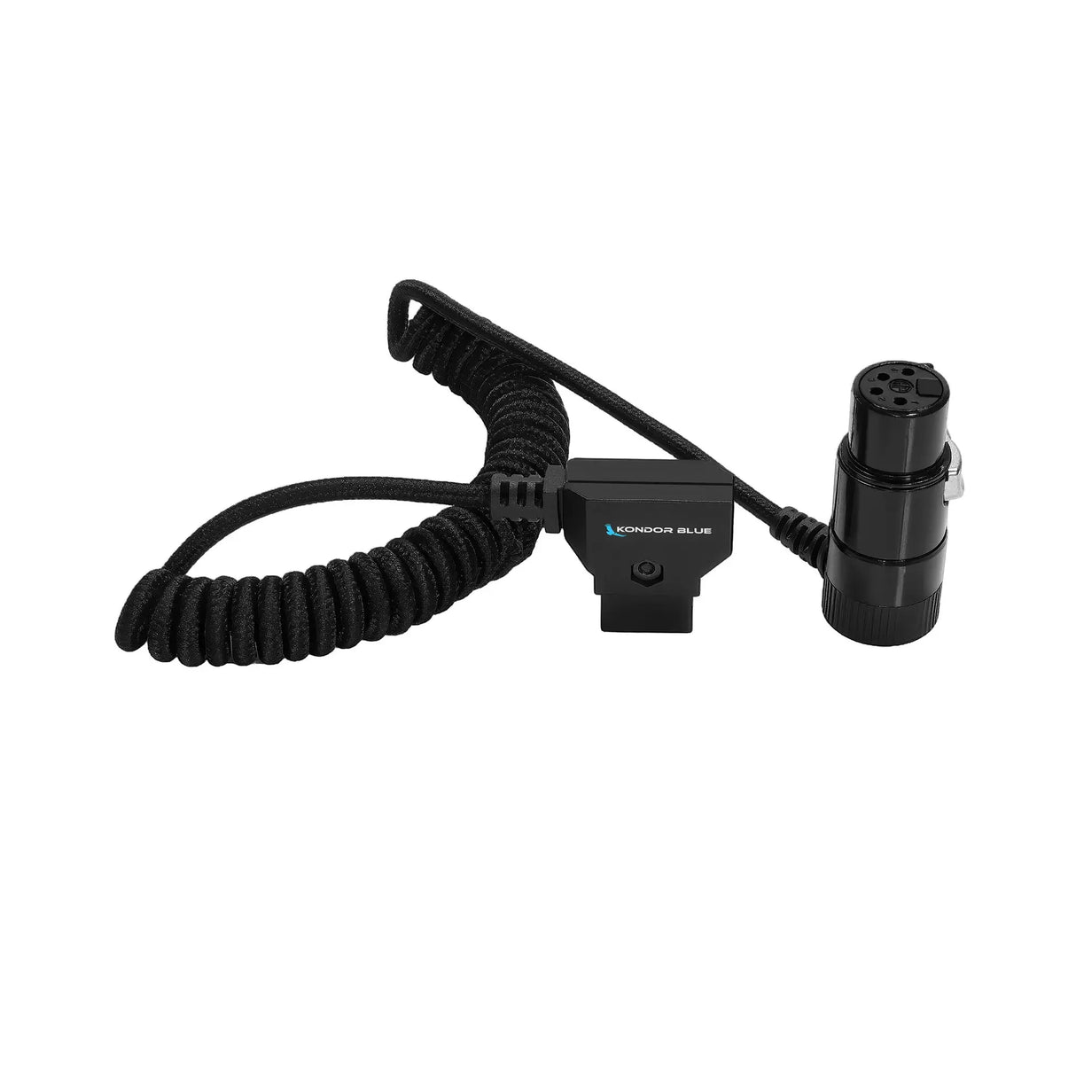 Kondor Blue Dtap4XLR D-Tap to 4-Pin XLR Female Right Angle Adapter Power Coiled Cable