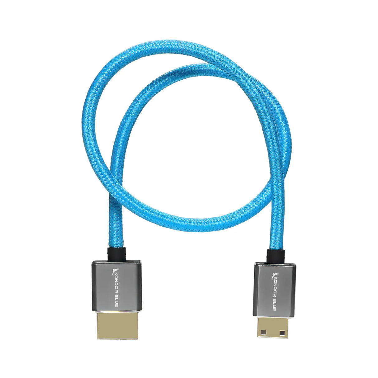 Kondor Blue HDMI14 HDMI to HDMI 14 Inch Thin Braided Cable for on Camera Monitors, Blue