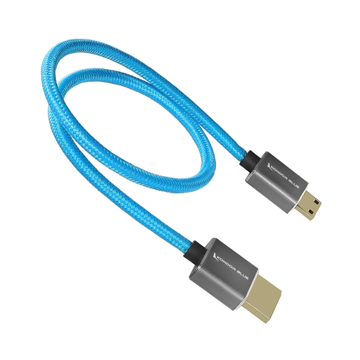 Kondor Blue HDMI14 HDMI to HDMI 14 Inch Thin Braided Cable for on Camera Monitors, Blue