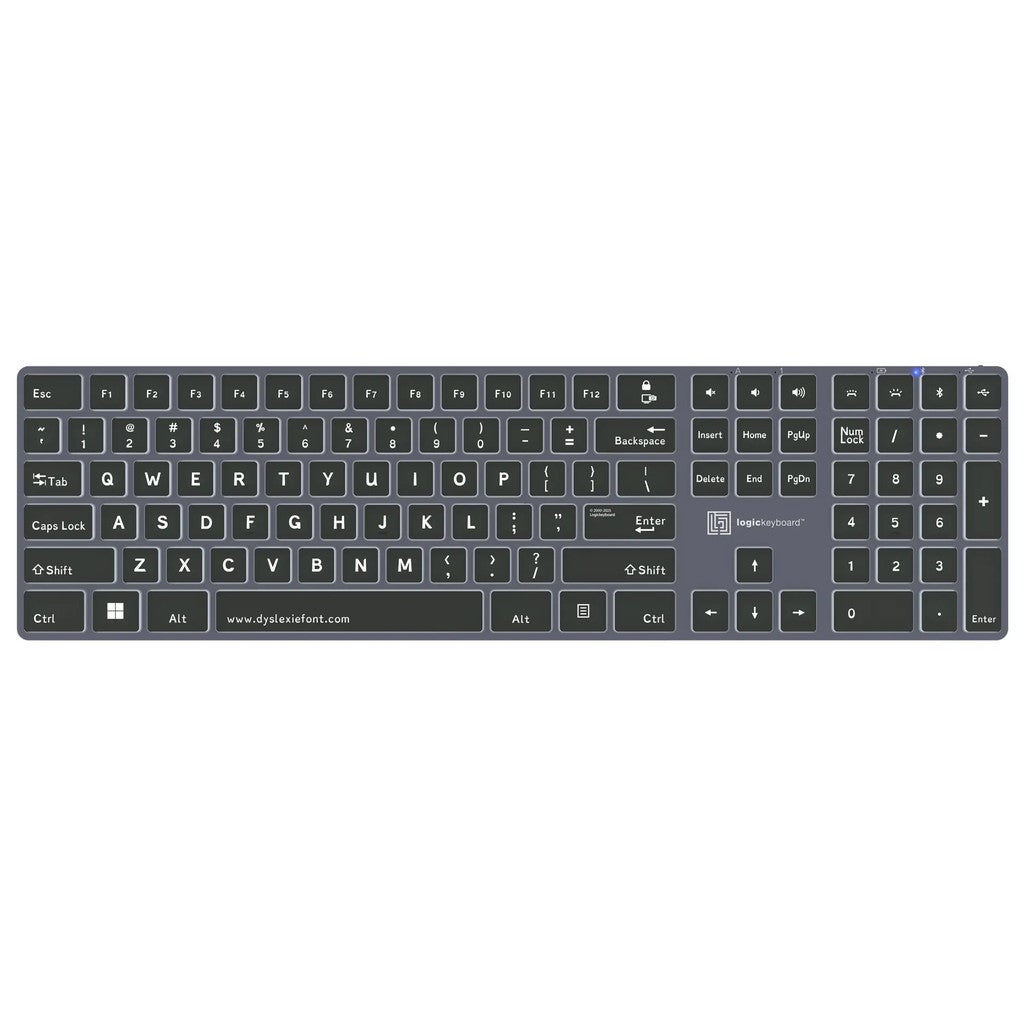 Logickeyboard TITAN Dyslexie Wireless Backlit Keyboard for Windows