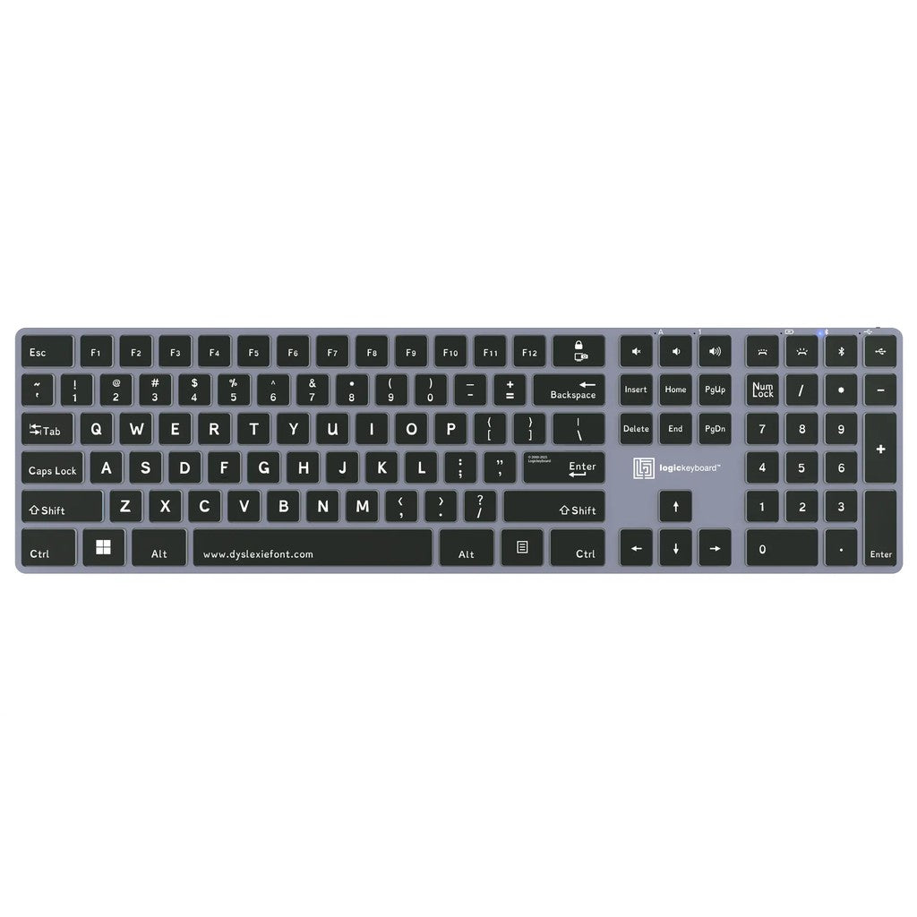 Logickeyboard TITAN Dyslexie Wireless Backlit Keyboard for Windows