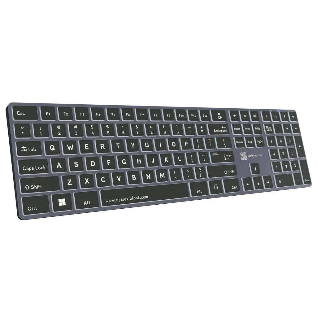 Logickeyboard TITAN Dyslexie Wireless Backlit Keyboard for Windows