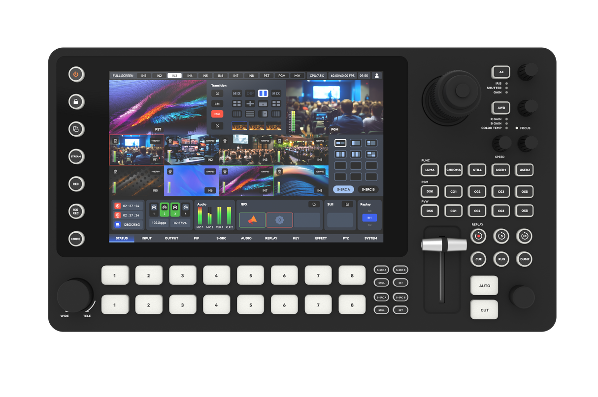 Sprolink MC-NDI 8-channel NDI video switcher front view on white background