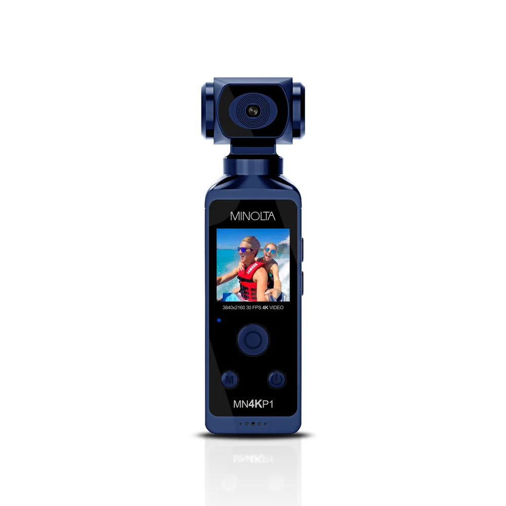 Minolta MN4KP1 Waterproof 4K Ultra HD Pocket Camcorder with WiFi Blue 16MP photos underwater case and action mounts