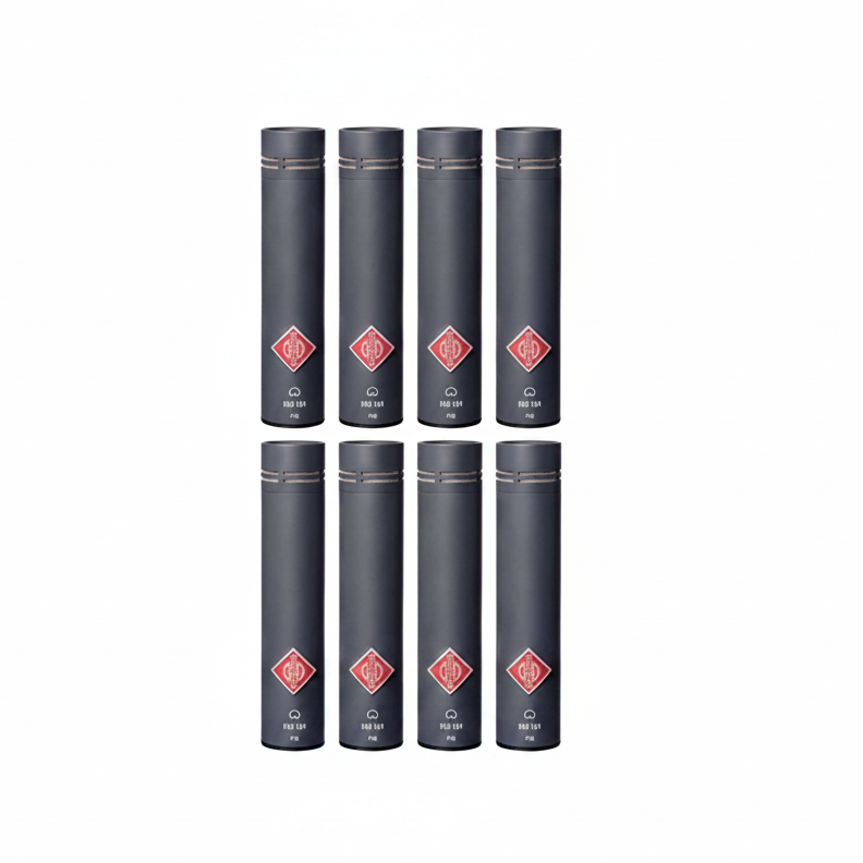 Neumann KM 184 mt Octo Set cardioid small diaphragm condenser microphones with windscreens stand mounts and pouches for studio recording