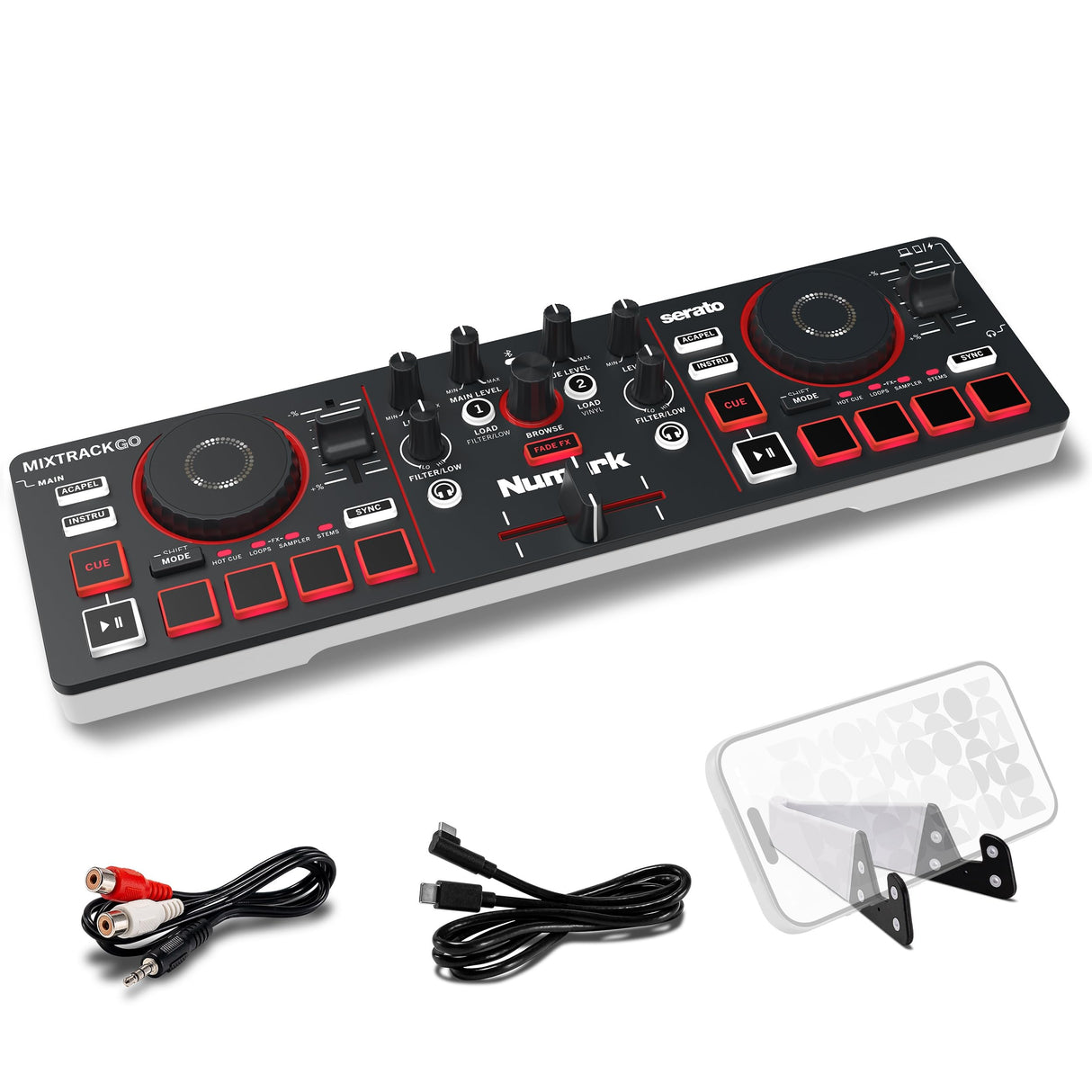Numark MixTrack Go Compact Bluetooth DJ Controller with Stems Control