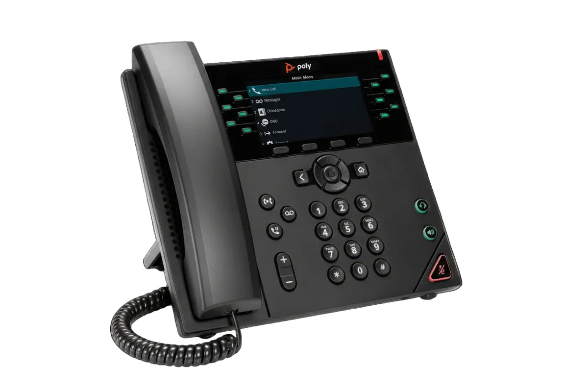 Poly VVX 450 12-line business IP desk phone with 4.3-inch color display gigabit Ethernet PoE and Poly HD Voice