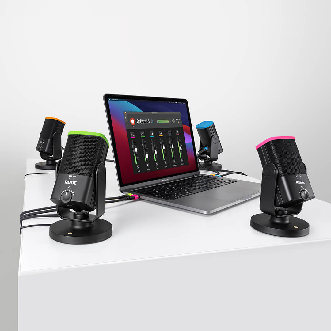 RODE COLORS Set 1 color-coded caps and cable tags for up to four NT-USB Mini microphones