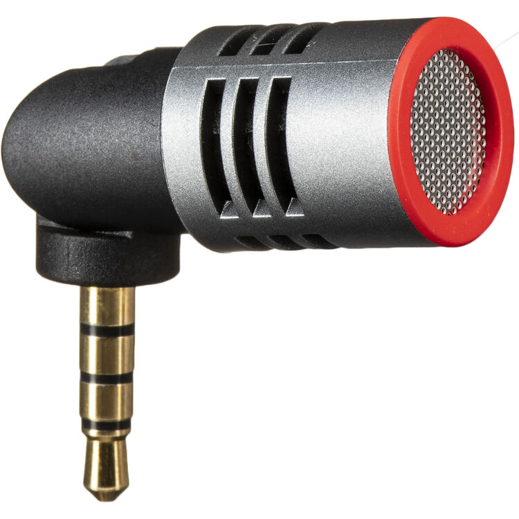 Sabinetek SM-1 unidirectional vlog microphone with 3.5mm TRRS plug, condenser capsule, multi-directional head, battery-free design, smartphone compatibility, and under 1 oz weight