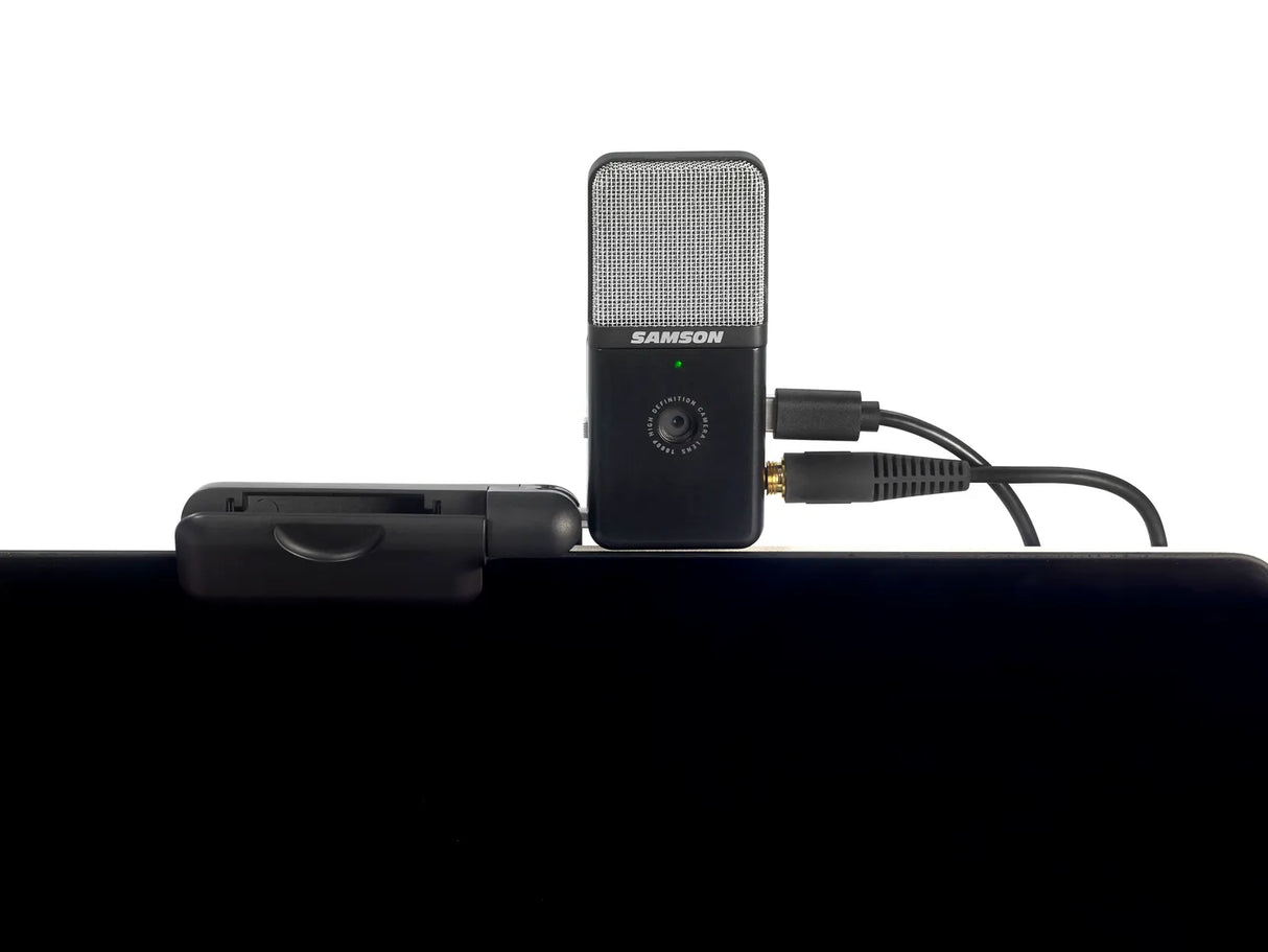 Samson Go Mic Video portable USB condenser microphone with 1080p 30fps HD webcam cardioid omnidirectional pickup and laptop clip