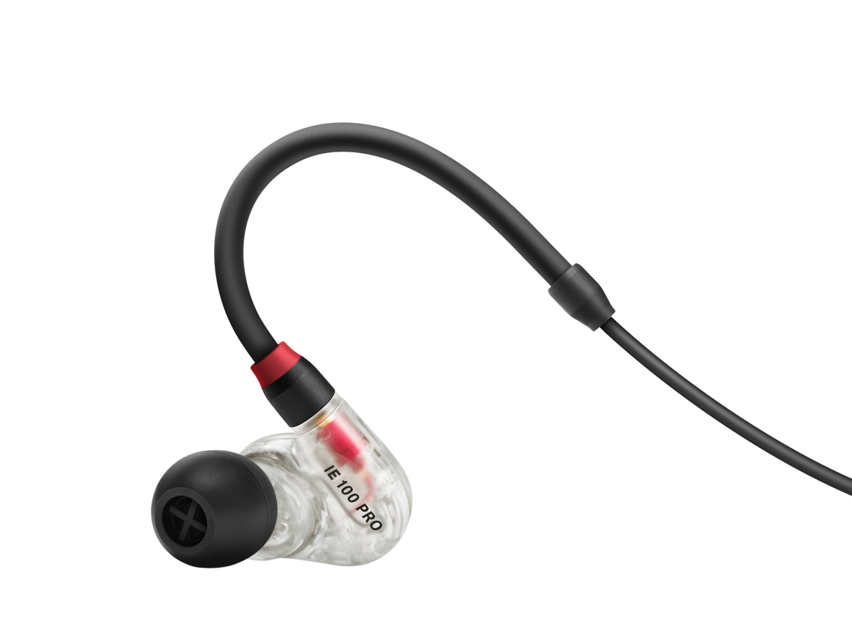 Sennheiser IE 100 PRO clear in-ear monitoring headphones with dynamic driver, detachable 1.3m cable, 20-ohm impedance, and passive isolation