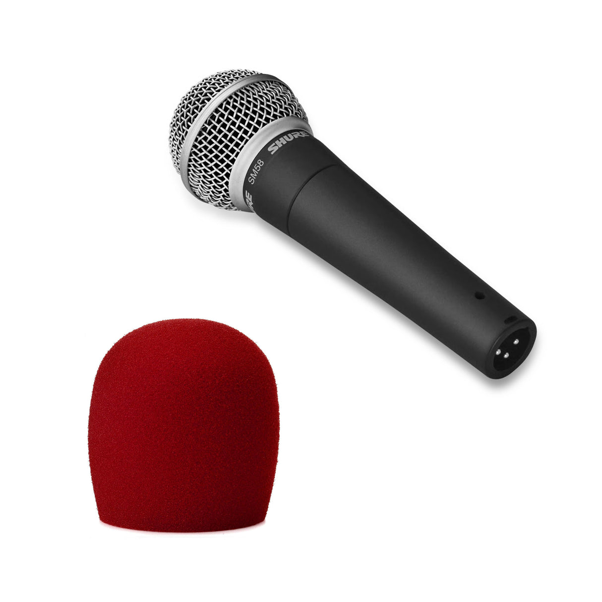 Shure SM58LC Bundle Cardioid Vocal Microphone with A58WS-RED Red Microphone Windscreen