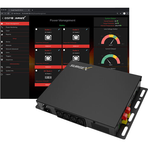 SurgeX SX-DC-8-1224-120 SQUID 120V Surge Protector and Power Management System with AC DC protection network control and monitoring