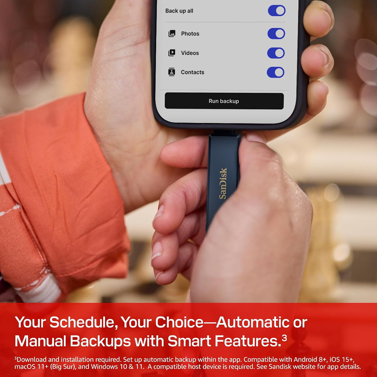 SanDisk 256GB Phone Drive USB-C + Lightning Flash Drive for iPhone, Black