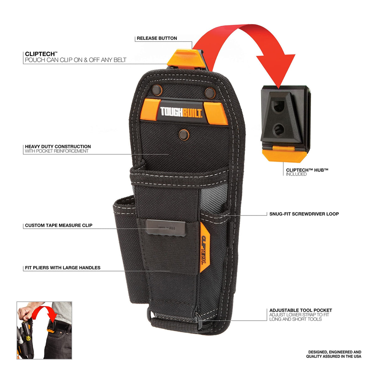 ToughBuilt TB-CT-35-L ClipTech Large Pliers Tool Pouch